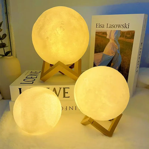 3D Moon Night Light – Ambient LED Bedroom Decor