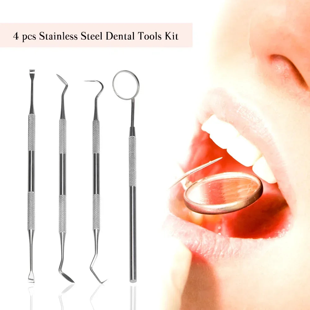 Dental Cleaning Kit Stainless Steel Tartar Scaler Teeth Whitening Tools Oral Care Portable Dentist Set with Endoscopic Cleaner