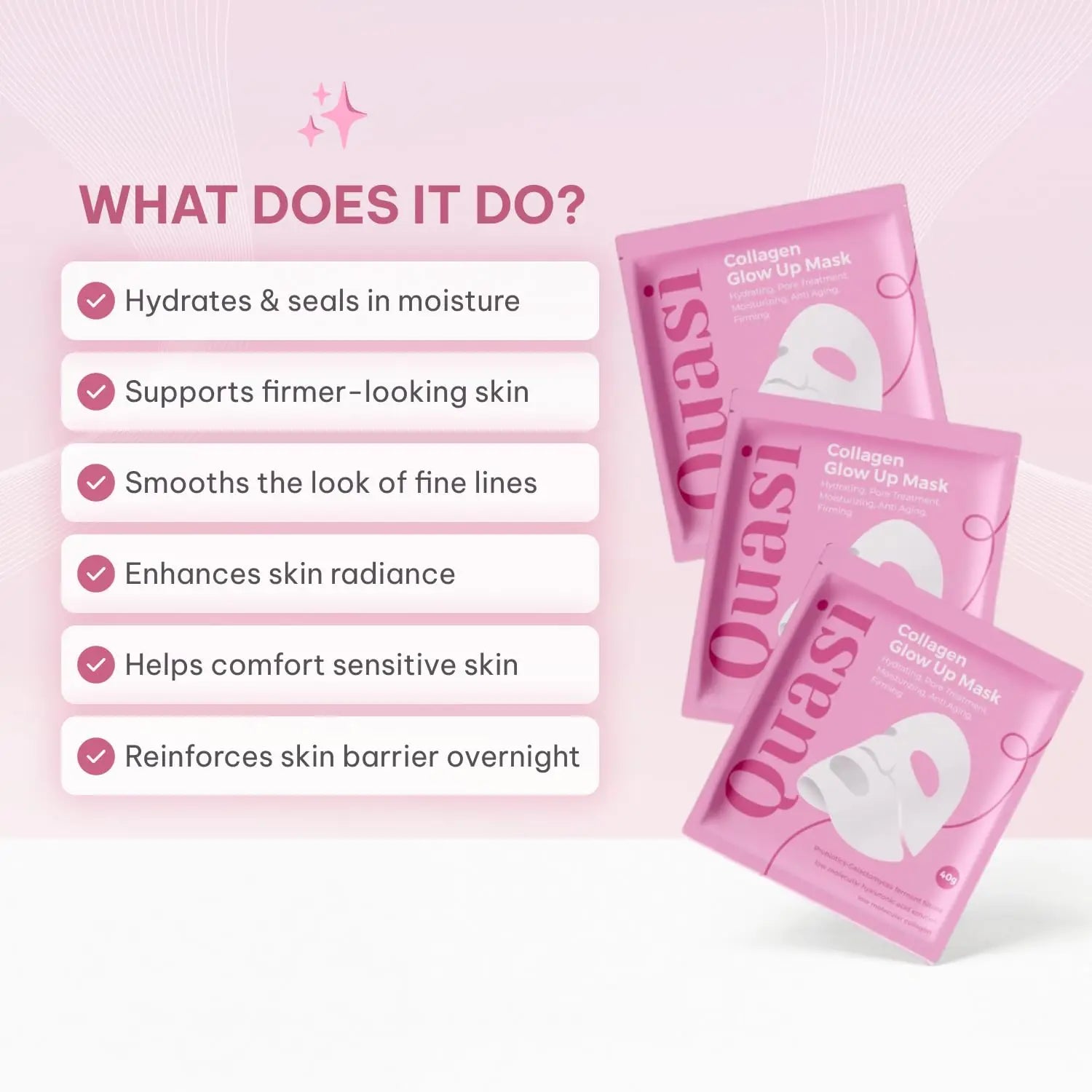 Hydrating Korean Sheet Collagen Face Mask Overnight – Niacinamide & Low Molecular Collagen